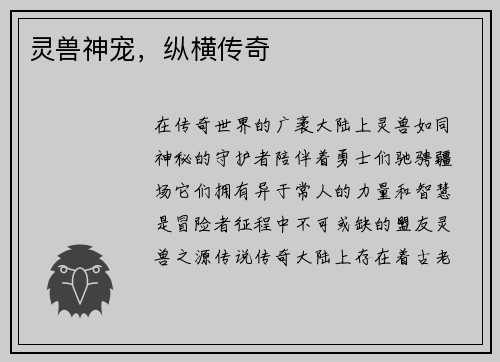 灵兽神宠，纵横传奇